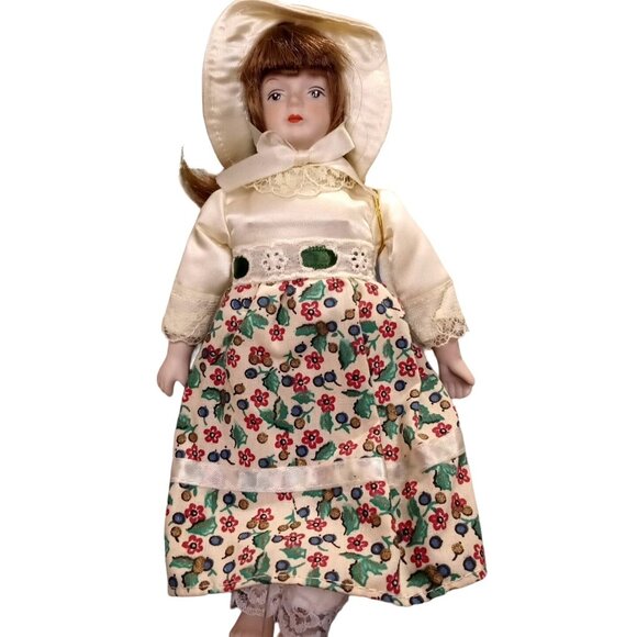 Vintage 1983 December Girl Gorham Doll Ornament Porcelain Face Month Collection - Picture 1 of 7